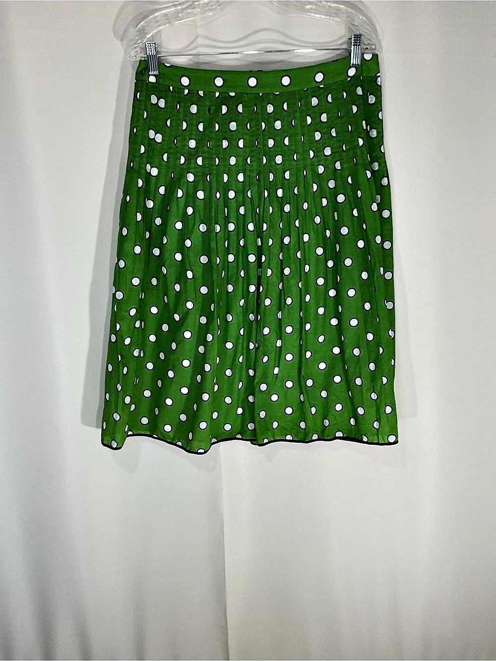 J.Crew Polka Dot Pleated Midi Skirt in Green Size 10